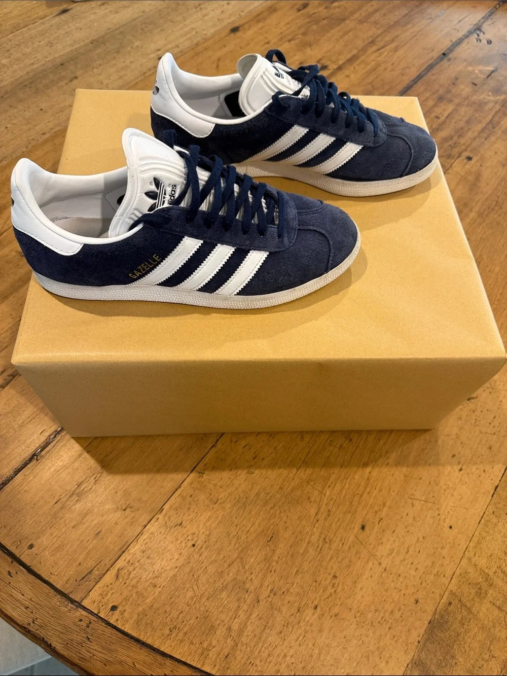Adidas Gazelle Navy Suede Sneakers with White Stripes